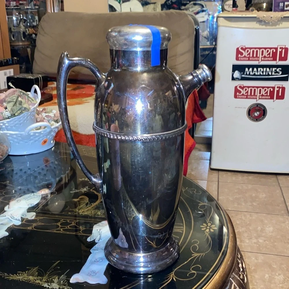 Vintage Poole Silver Co Silver Plated Cocktail Martini Shaker Pitcher